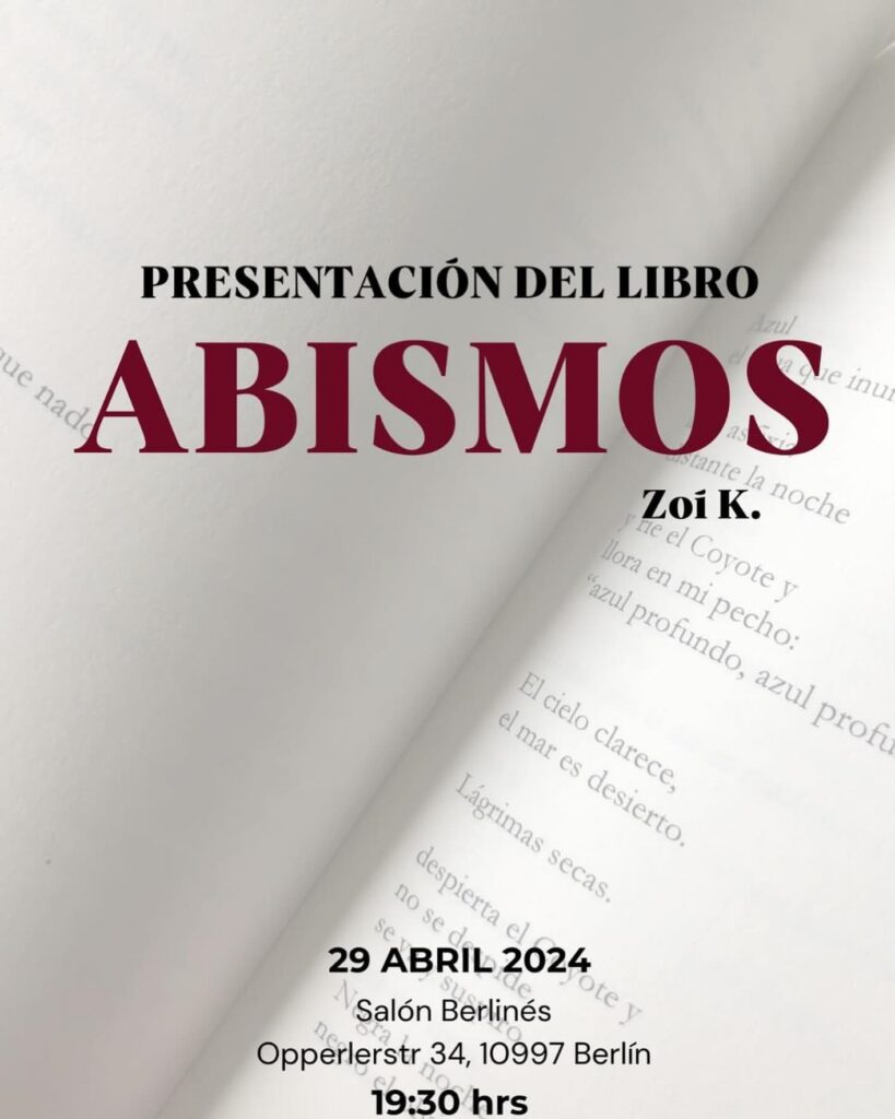 HOY A LAS 19:30 hs en el @salonberlines !
@zzooiikk presenta su poemario “Abismos” de  @abrazosbooks